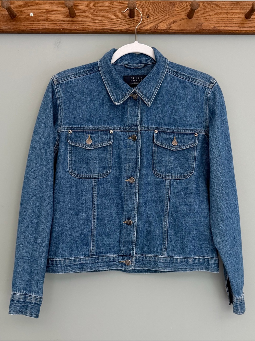 VTG Crazy Horse Liz Claiborne 100% Cotton Classic Lightweight Denim Blue Jacket
